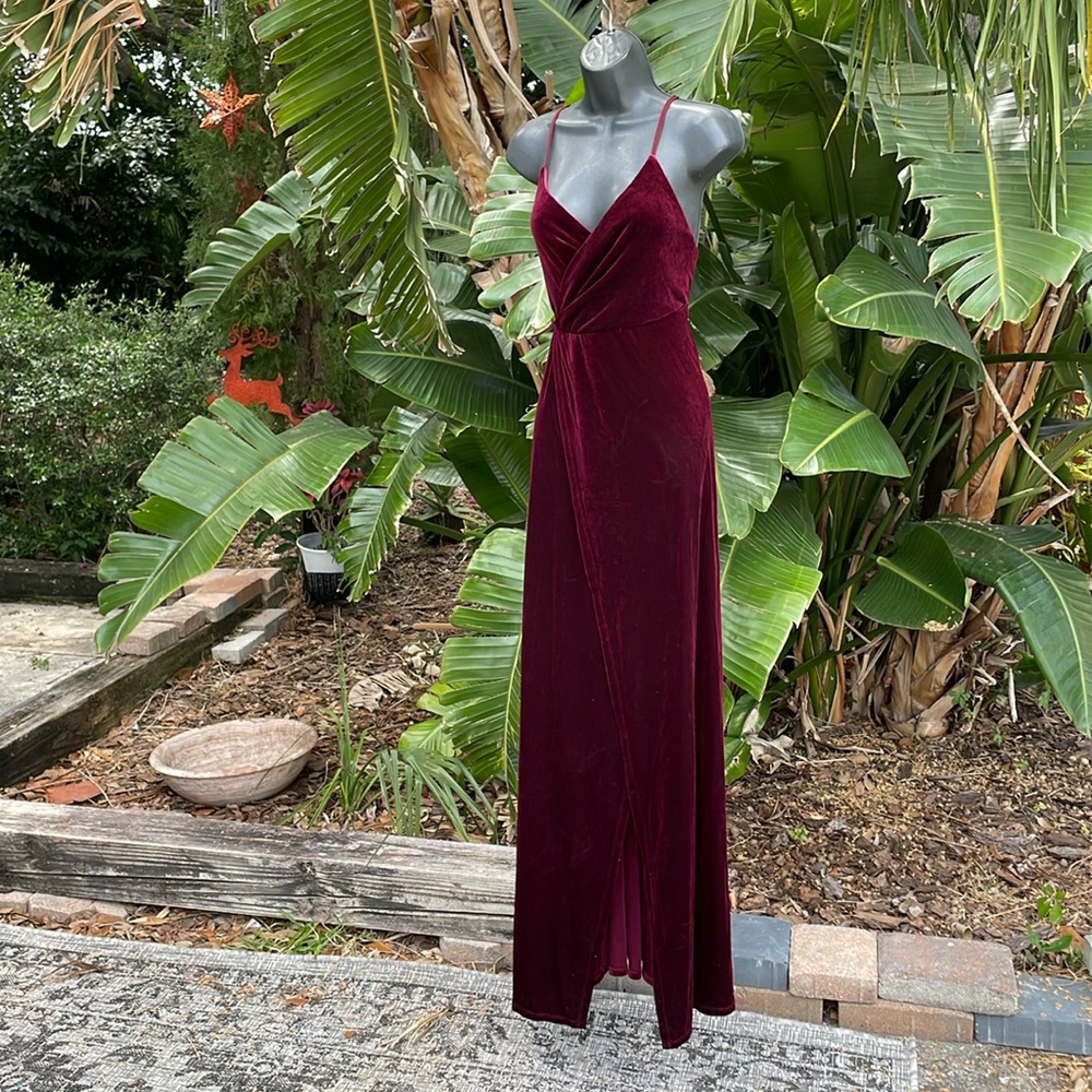 Velvet strap back maxi slipdress